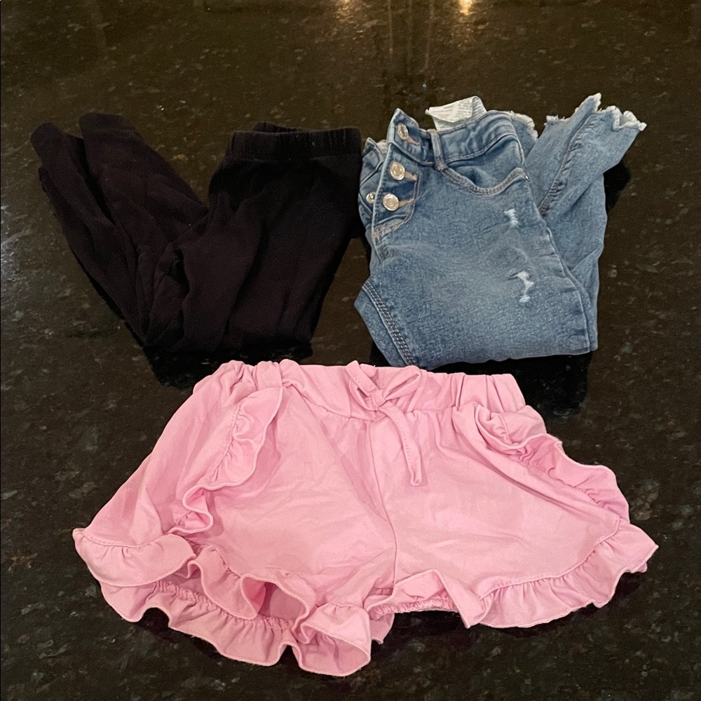 Pink Ruffle Kids Shorts and pants bundle
